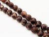 Picture of 10x10 mm, round, gemstone beads, agate, Tibetan style, deep brown on white, frosted