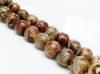 Image de 10x10 mm, perles rondes, pierres gemmes, agate, tibétaine, blanc verdâtre et spirale brun beige