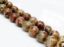 Afbeeldingen van 10x10 mm, rond, edelsteen kralen, agaat, Tibetaans, groenachtig wit en beige bruine spiraal