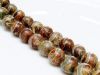 Picture of 10x10 mm, round, gemstone beads, agate, Tibetan, greenish white and beige brown swirl