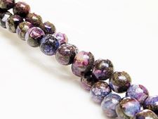 Picture of 8x8 mm, round, gemstone beads, impression jasper with pyrite, purple