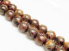 Picture of 8x8 mm, round, gemstone beads, agate, Tibetan style, beige brown and grayish brown, opaque