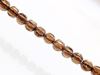 Picture of 4x4 mm, round melon, Czech druk beads, smoke topaz brown, transparent, golden inlay