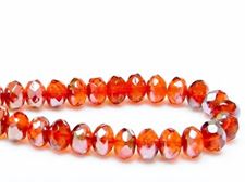 Picture of 6x8 mm, Czech faceted rondelle beads, hyacinth yellow orange, transparent, gunmetal luster