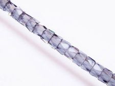 Image de 4x6 mm, perles  à facettes tchèques cylindriques au grand trou, bleu gris, transparent