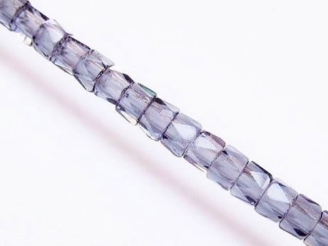 Image de 4x6 mm, perles  à facettes tchèques cylindriques au grand trou, bleu gris, transparent