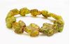 Picture of 16x14 mm, Czech druk beads, maple leaf, variegated moss green, matte, picasso finishing, 6 pieces