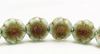 Picture of 14x14 mm, Czech druk beads, Hawaiian flower, celadon green, matte, old gold patina