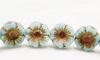 Picture of 14x14 mm, Czech druk beads, Hawaiian flower, sky blue, matte, patina old gold effect