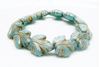 Picture of 16x14 mm, Czech druk beads, maple leaf, variegated sky blue, matte, bronze patina, 6 pieces