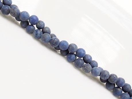 Picture of 4x4 mm, round, gemstone beads, lapis lazuli, frosted