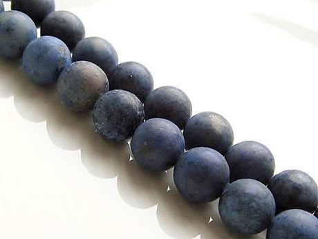 Picture of 8x8 mm, round, gemstone beads, Dumortierite, natural, A-grade, frosted