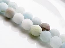 Picture of 8x8 mm, round, gemstone beads, multicolored aquamarine, natural, frosted