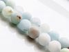 Picture of 8x8 mm, round, gemstone beads, multicolored aquamarine, natural, frosted