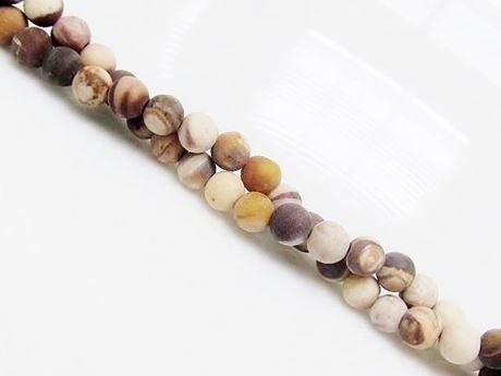 Picture of 4x4 mm, round, gemstone beads, Zebra jasper, brown, natural, frosted