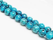 Image de 10x10 mm, perles rondes, pierres gemmes, jaspe tacheté, bleu turquoise
