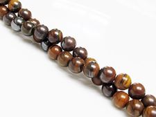 Picture of 6x6 mm, round, gemstone beads, tiger iron jasper, natural