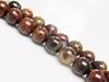 Picture of 8x8 mm, round, gemstone beads, common opal, green and brown, natural