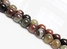 Picture of 8x8 mm, round, gemstone beads, common opal, brown, natural