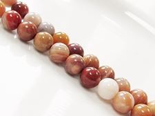 Picture of 8x8 mm, round, gemstone beads, petrified wood, red, natural