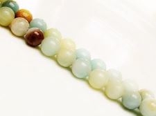 Picture of 8x8 mm, round, gemstone beads, multicolored amazonite, natural, A-grade