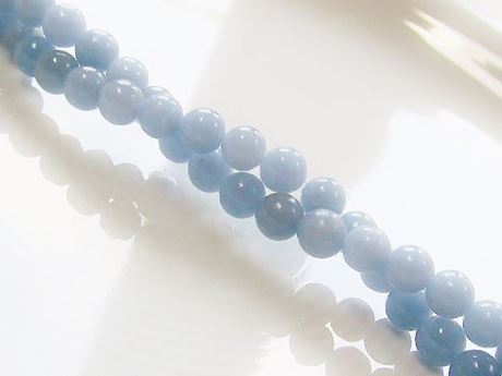 Picture of 6x6 mm, round, gemstone beads, angelite, light blue, natural