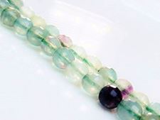 Picture of 6x6 mm, round, gemstone beads, fluorite, rainbow, natural, faceted