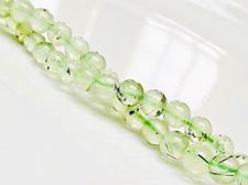Picture of 6x6 mm, round, gemstone beads, prehnite, light pear green, natural