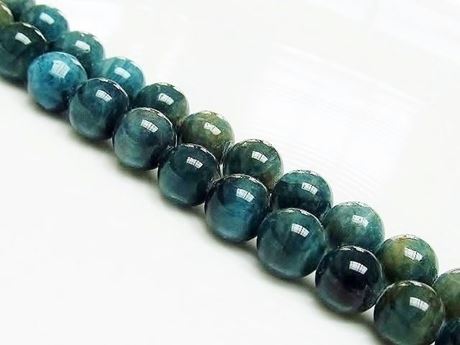 Picture of 8x8 mm, round, gemstone beads, apatite, green-blue, natural, A-grade
