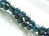 Picture of 6x6 mm, round, gemstone beads, deep green-blue apatite, natural