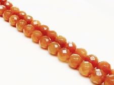 Picture of 10x10 mm, round, gemstone beads, aventurine, peach-orange red, natural, faceted