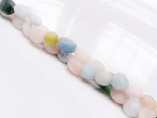 Image de 6x8 mm, perles galets, pierres gemmes, morganite ou béryl rose, naturelle, dépolie