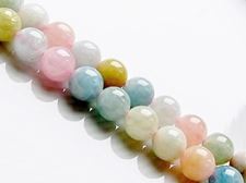 Picture of 8x8 mm, round, gemstone beads, Morganite or pink beryl, natural