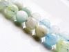 Picture of 8x8 mm, round, gemstone beads, multicolored aquamarine, natural