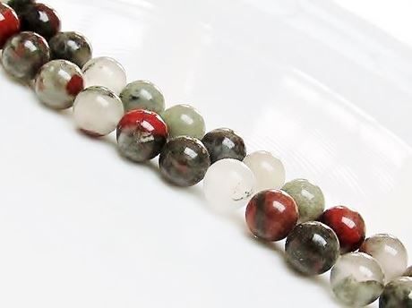 Picture of 8x8 mm, round, gemstone beads, African bloodstone, natural