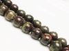 Picture of 10x10 mm, round, gemstone beads, Bloodstone, natural