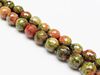 Picture of 10x10 mm, round, gemstone beads, unakite, natural, faceted