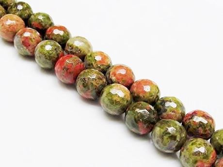 Image de 10x10 mm, perles rondes, pierres gemmes, unakite, naturelle, à facettes