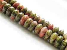 Image de 4x8 mm, perles rondelles convexes, pierres gemmes, unakite, naturelle