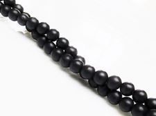 Picture of 6x6 mm, round, gemstone beads, Blackstone, frosted