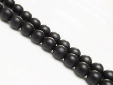 Picture of 8x8 mm, round, gemstone beads, Blackstone, frosted, black grey
