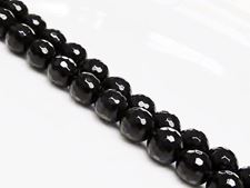 Picture of 8x8 mm, round, gemstone beads, Blackstone, faceted