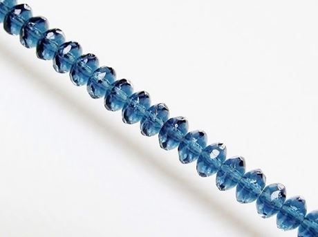 Picture of 4x7 mm, Czech faceted rondelle beads, Montana blue, transparent