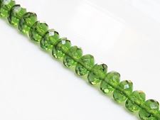 Image de 5x8 mm, perles à facettes tchèques rondelles, vert olive intense, transparent