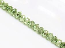 Image de 5x8 mm, perles à facettes tchèques rondelles, transparentes, lustrées vert olive, miroir partiel