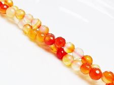 Picture of 6x6 mm, round, gemstone beads, carnelian, natural, faceted