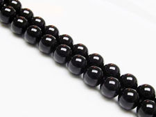 Picture of 10x10 mm, round, gemstone beads, onyx, black, A-grade