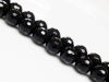 Picture of 10x10 mm, round, gemstone beads, onyx, black, A-grade, faceted