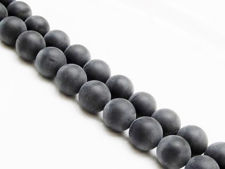 Picture of 10x10 mm, round, gemstone beads, onyx, black, A-grade, frosted