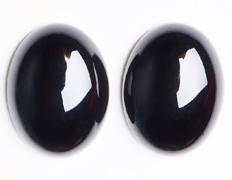 Afbeeldingen van 10x14 mm, ovale, edelsteen cabochons, onyx, zwart